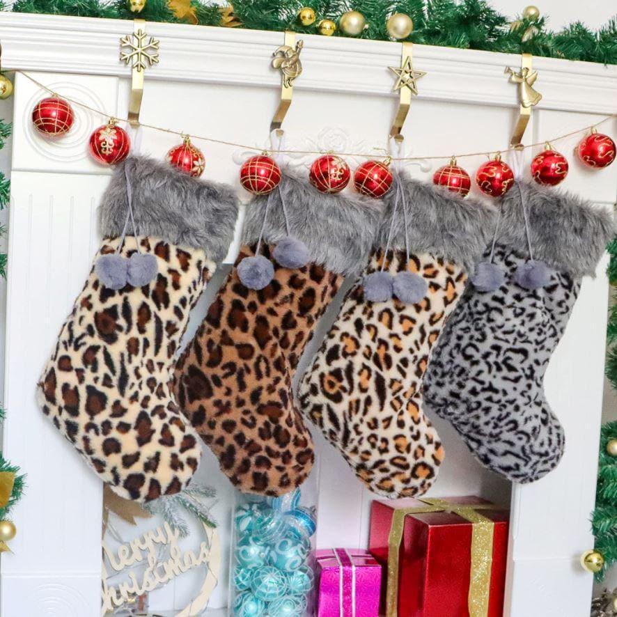 Leopard Print Christmas Stocking - Set of 4