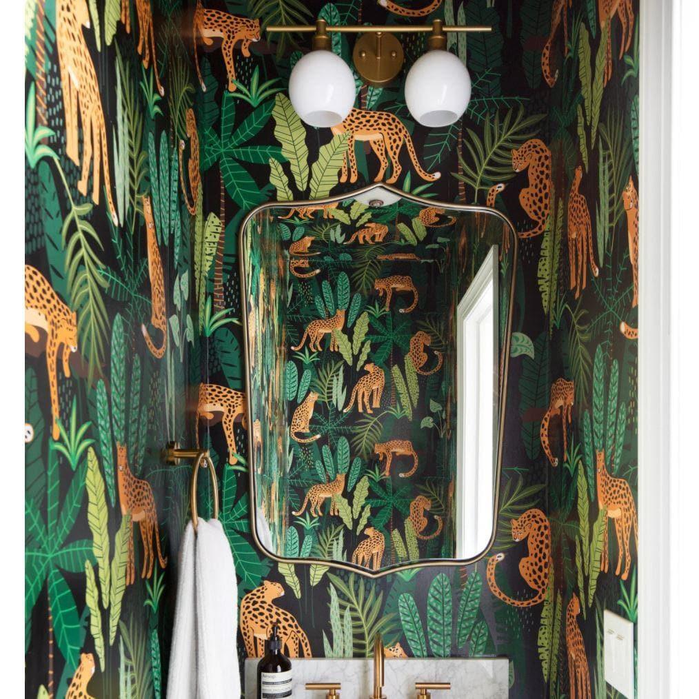 Leopards in the Green Tropical Jungle and Peel and Stick Wallpaper