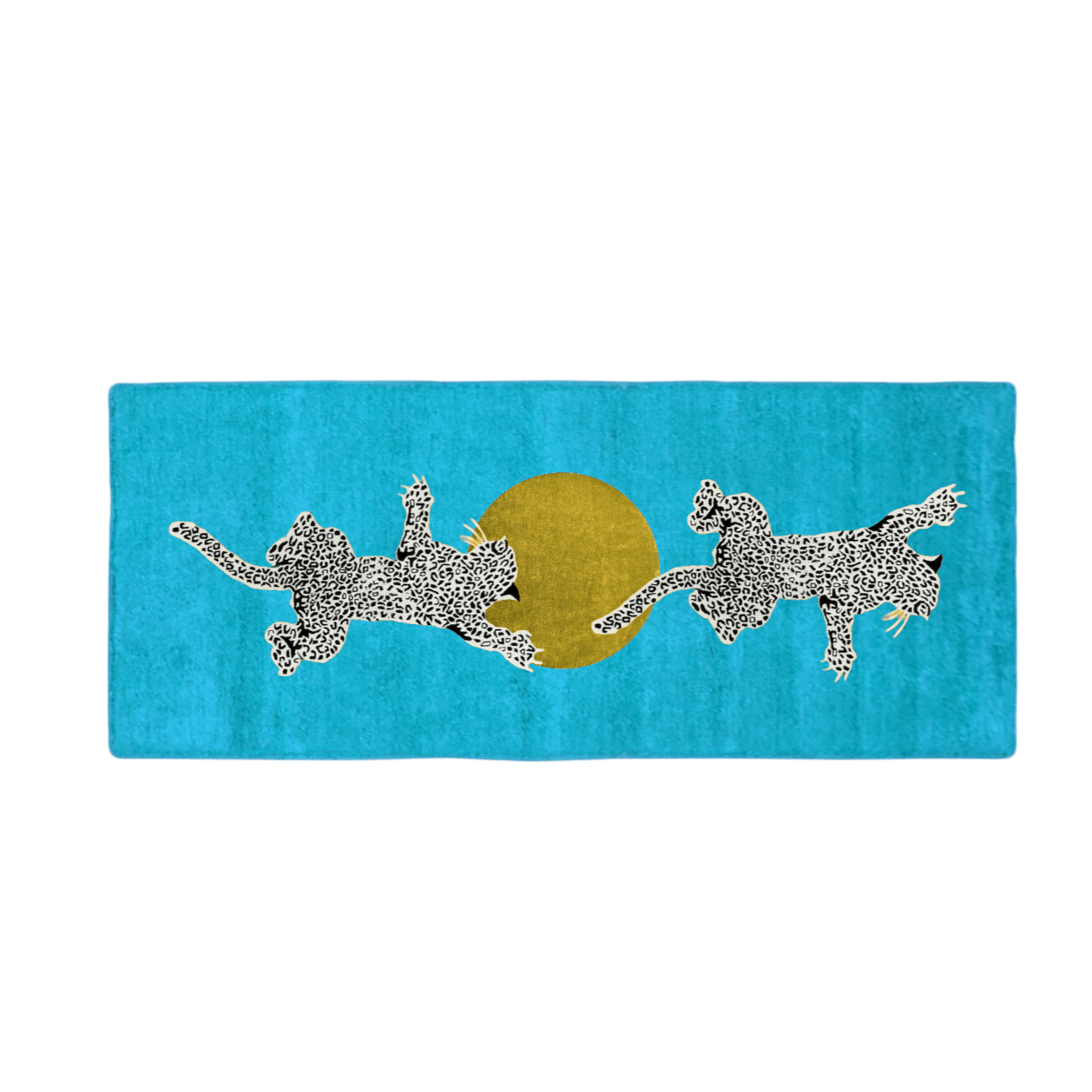 Leopards on Silky Road Hand Tufted Wool Rug Runner - Blue - MAIA HOMES