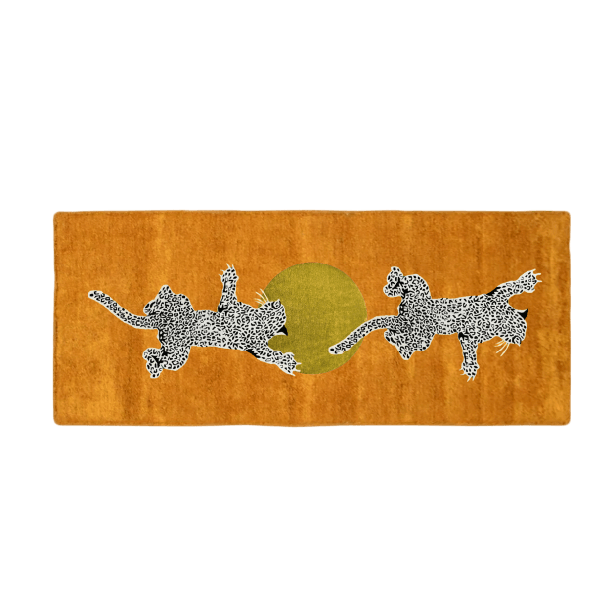 Leopards on Silky Road Hand Tufted Wool Rug Runner - Orange - MAIA HOMES