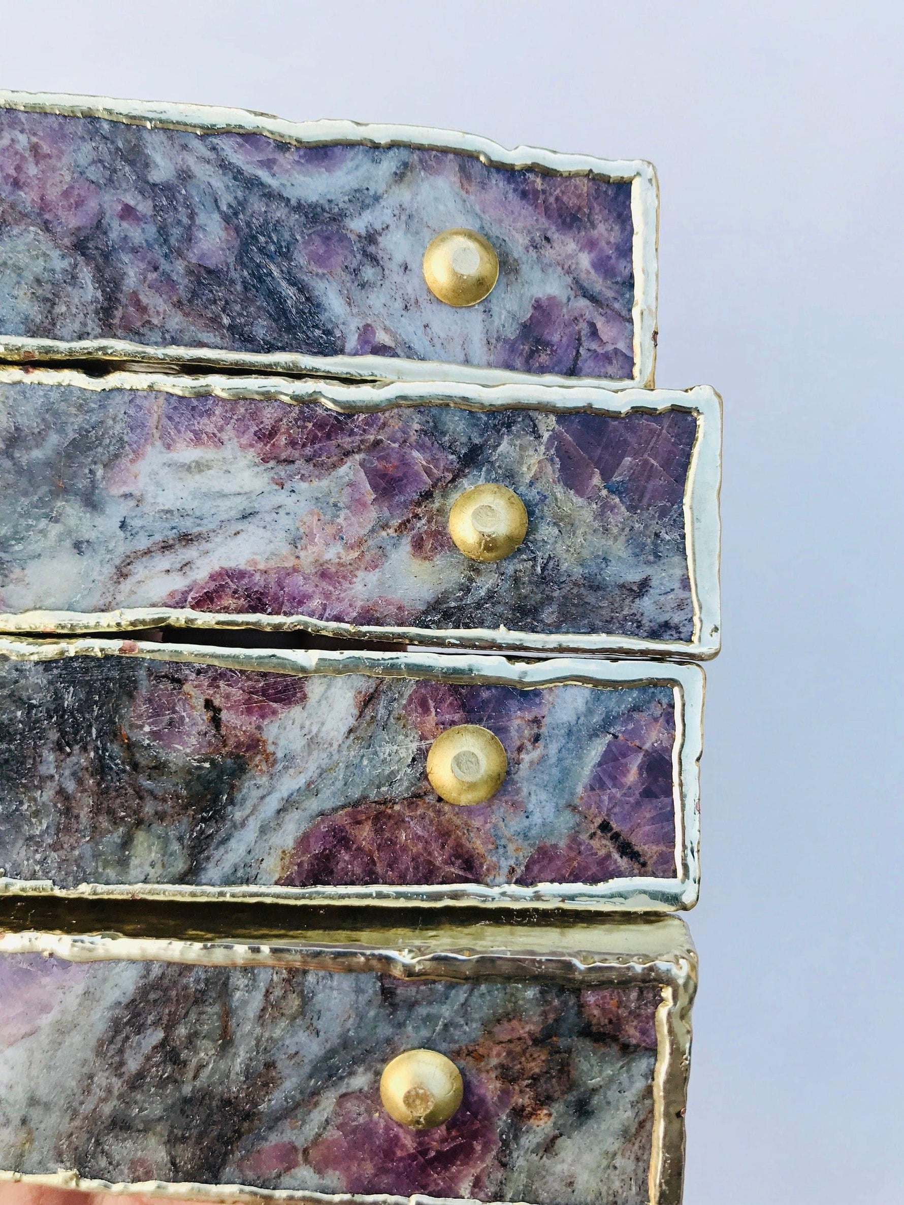 Lepidolite Agate Cabinet Door Pull Handle - Set of 4