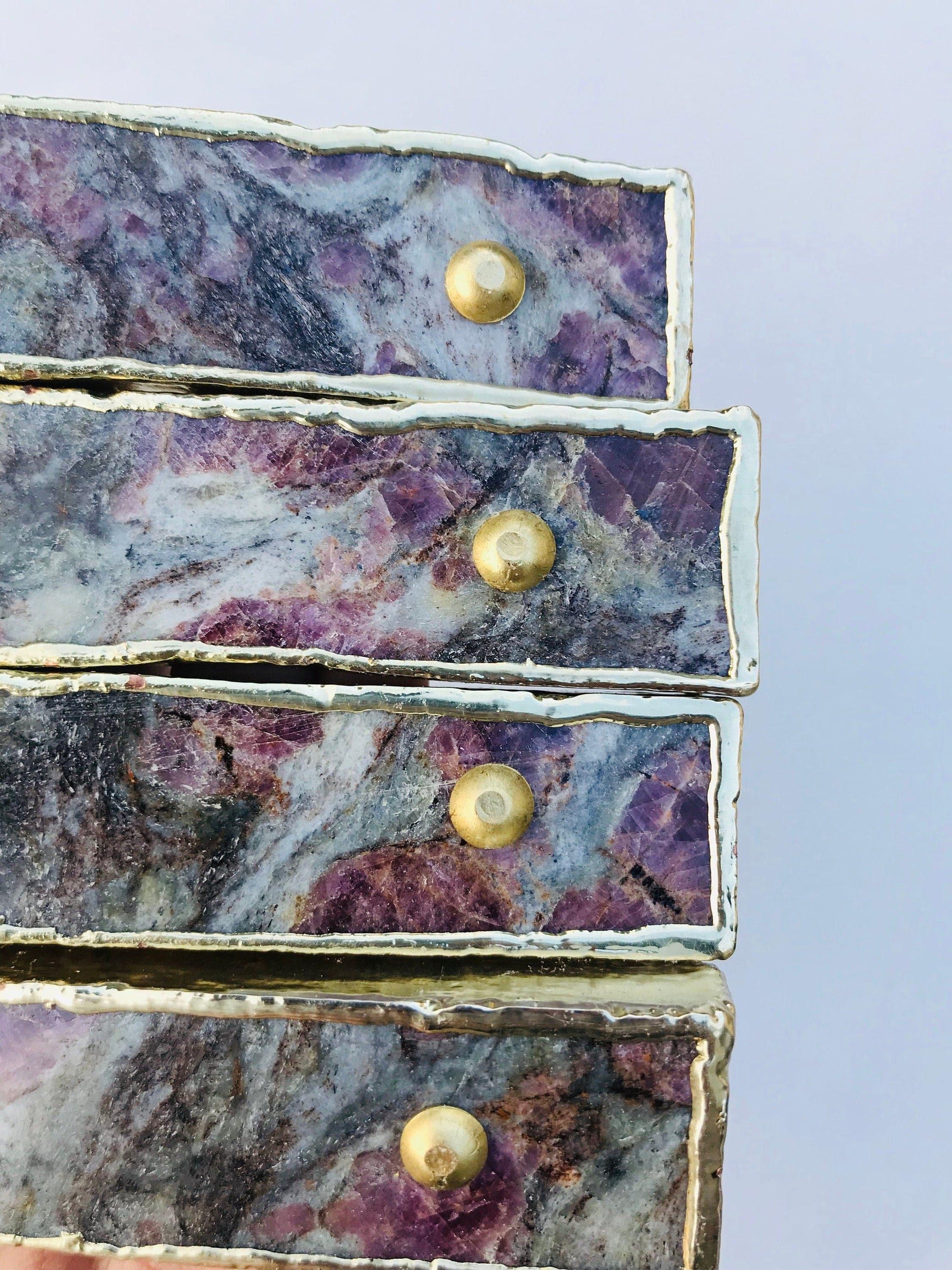 Lepidolite Agate Cabinet Door Pull Handle - Set of 4 - MAIA HOMES