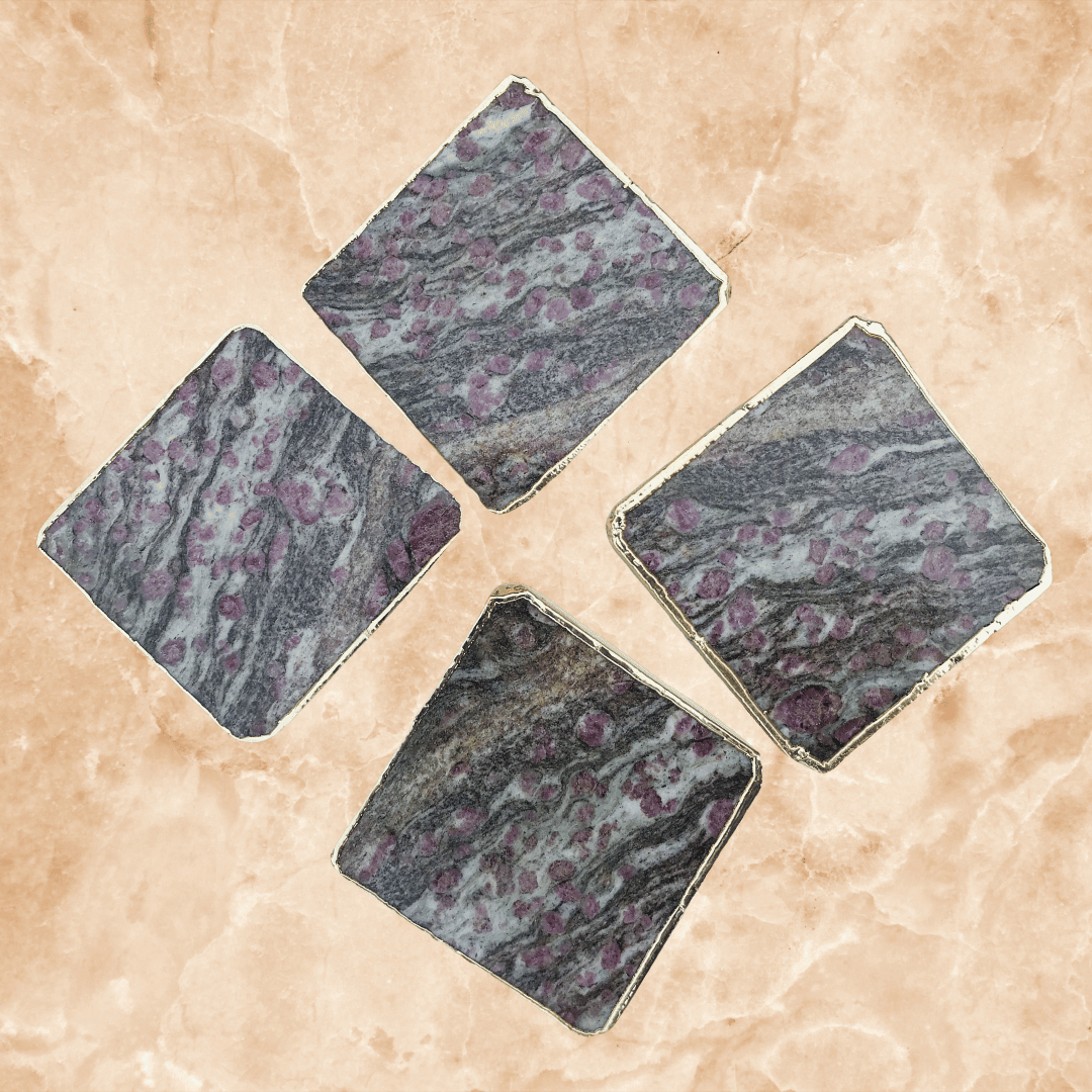 Lepidolite Agate Coaster Set of 4