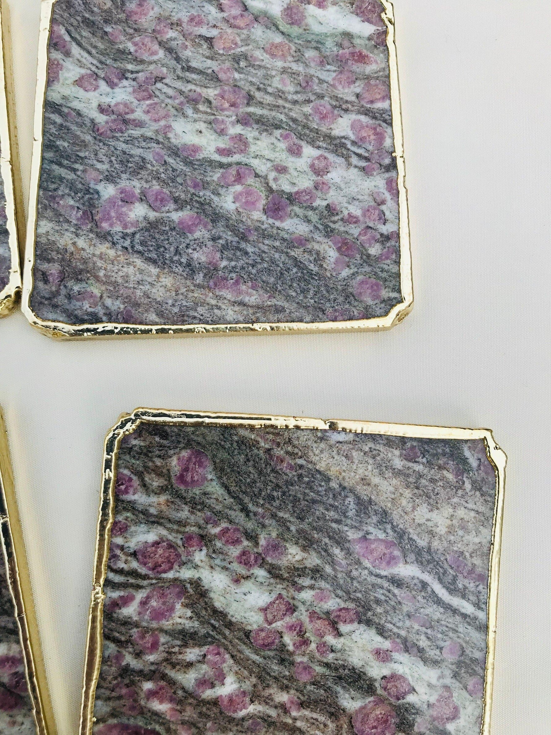 Lepidolite Agate Coaster Set of 4