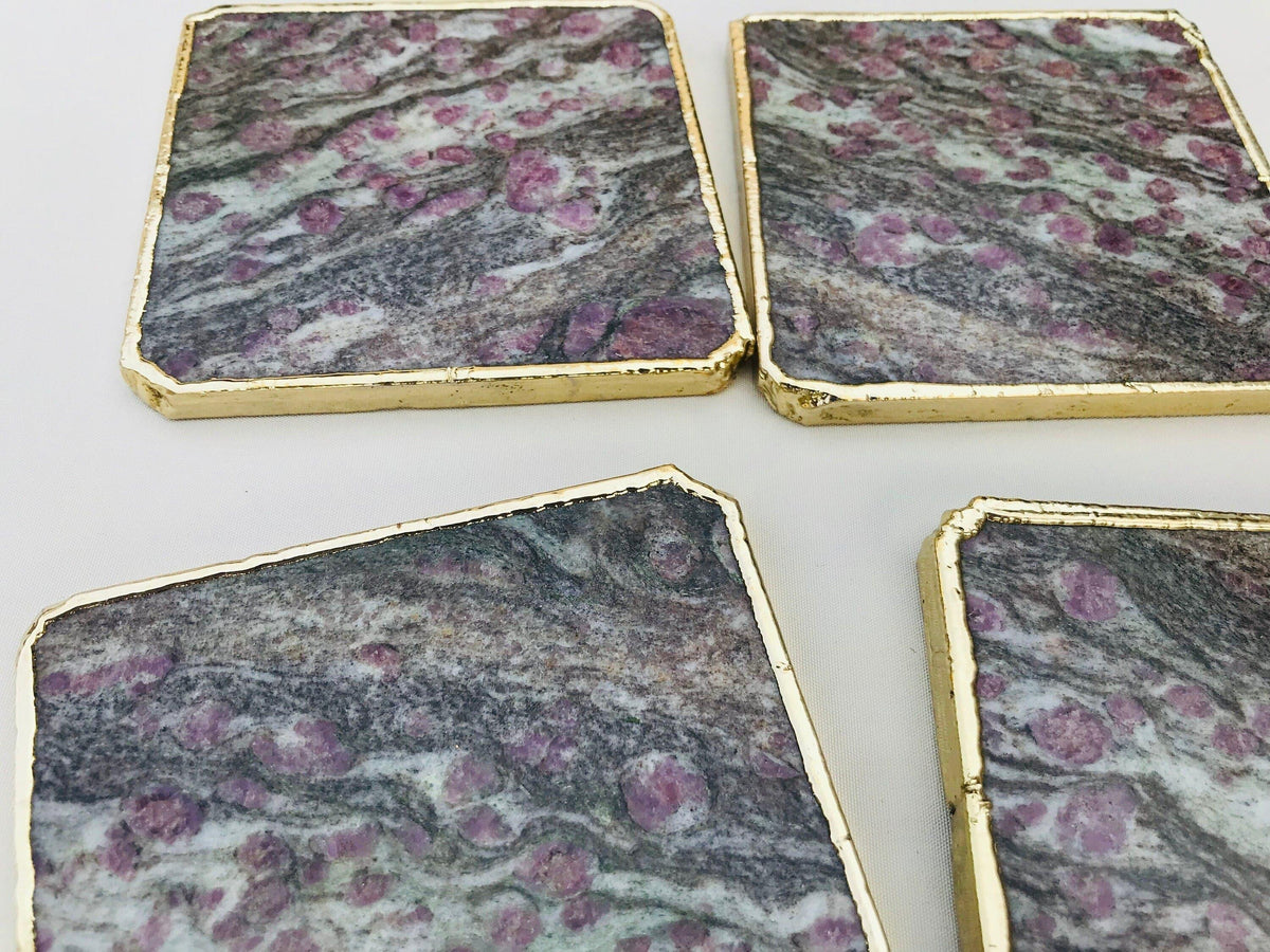 Lepidolite Agate Coaster Set of 4