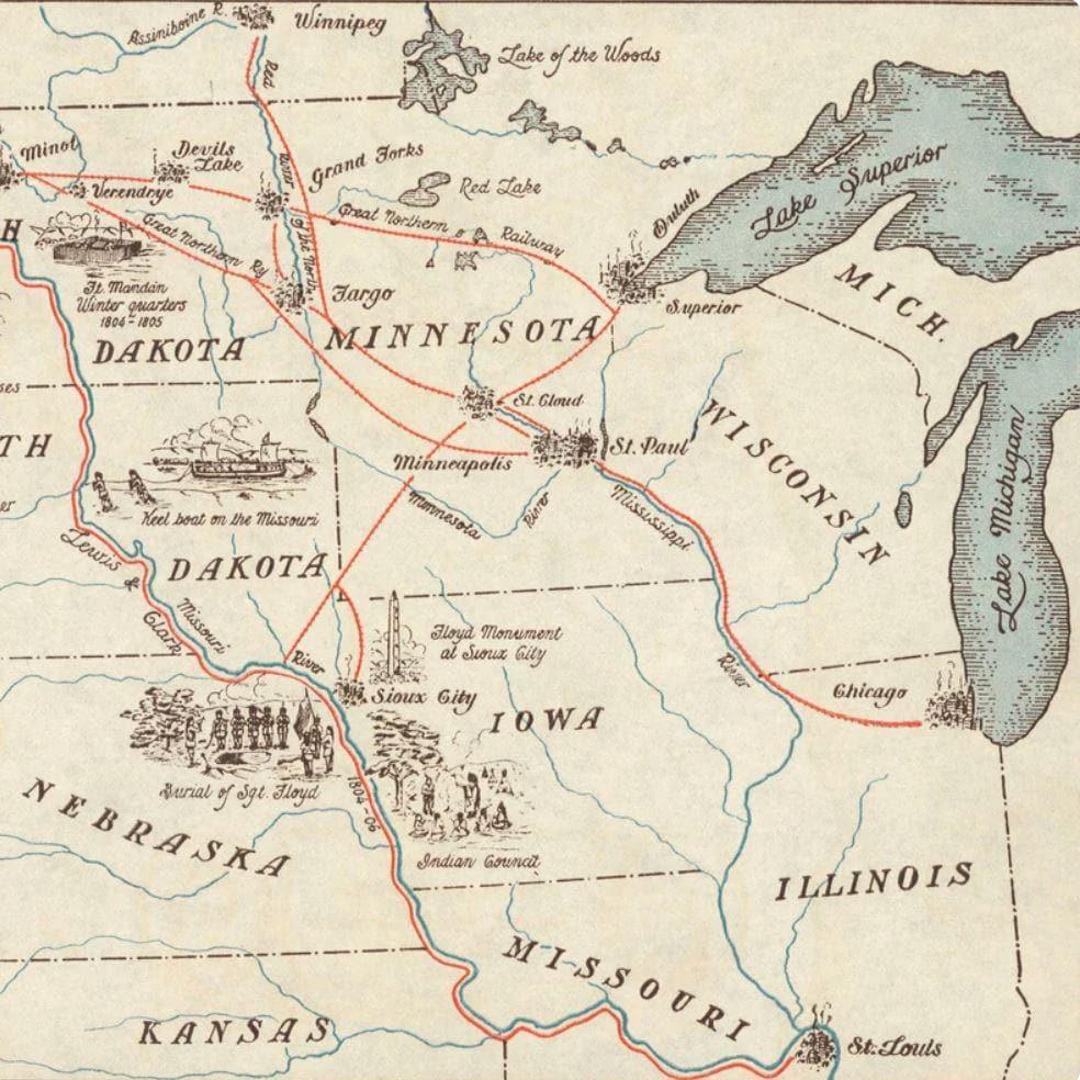 Lewis & Clark Expedition 1804-1806 Panoramic Map Wall Poster