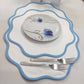 Light Blue Scalloped Cotton Placemats