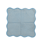 Light Blue Scalloped Striped Cotton Napkins