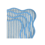 Light Blue Scalloped Striped Cotton Napkins