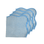 Light Blue Scalloped Striped Cotton Napkins