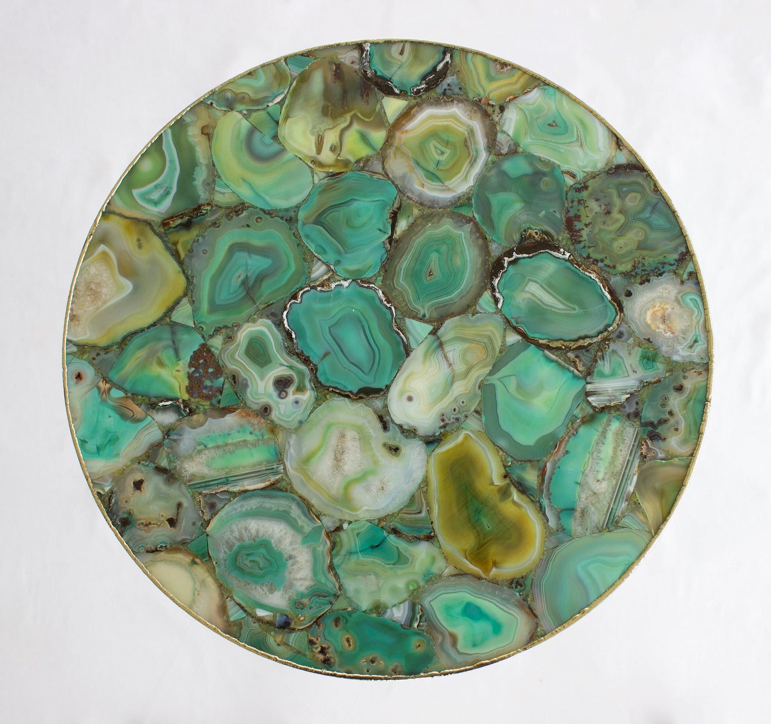 Light Green Agate Round Accent Table