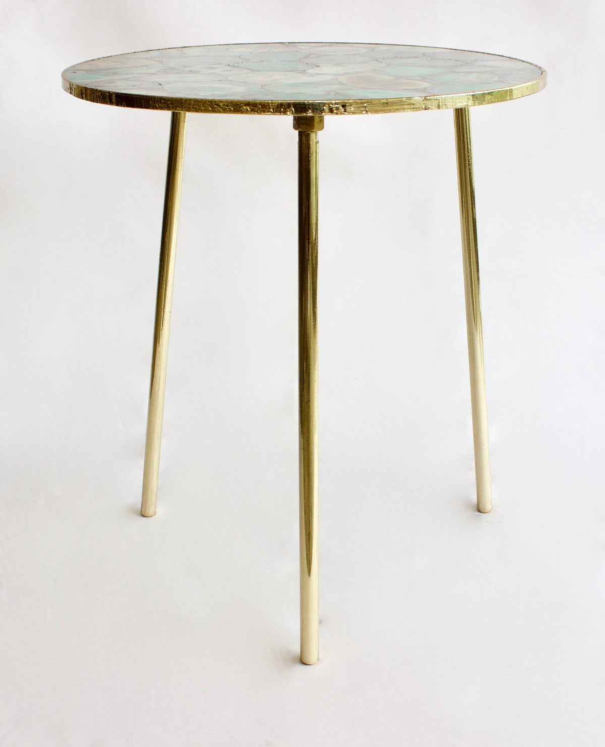 Light Green Agate Round Accent Table