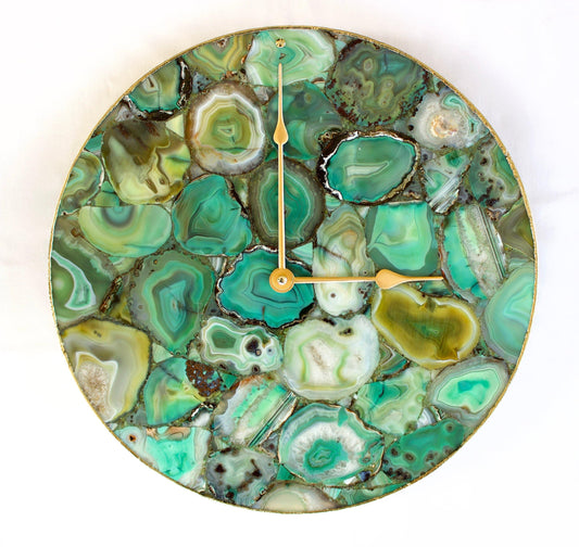 Light Green Agate Round Wall Clock - MAIA HOMES