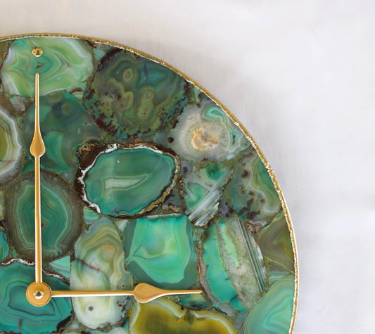 Light Green Agate Round Wall Clock - MAIA HOMES