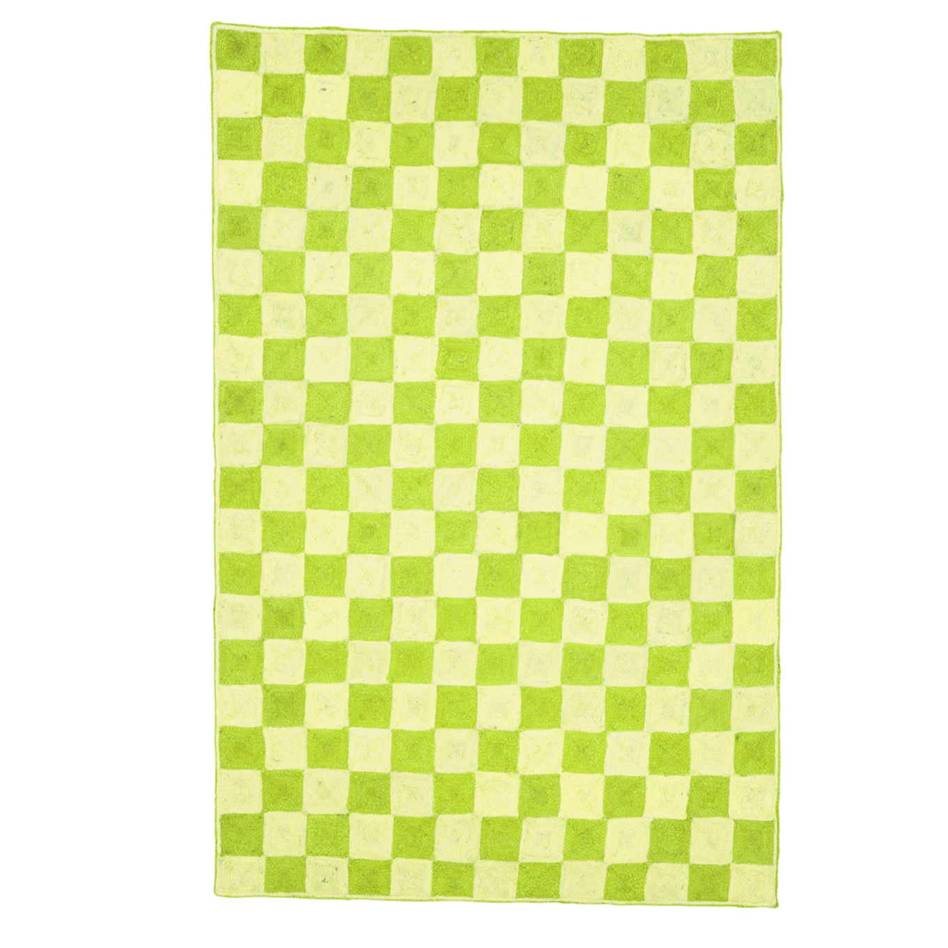 Light Green Checker Jute Rug