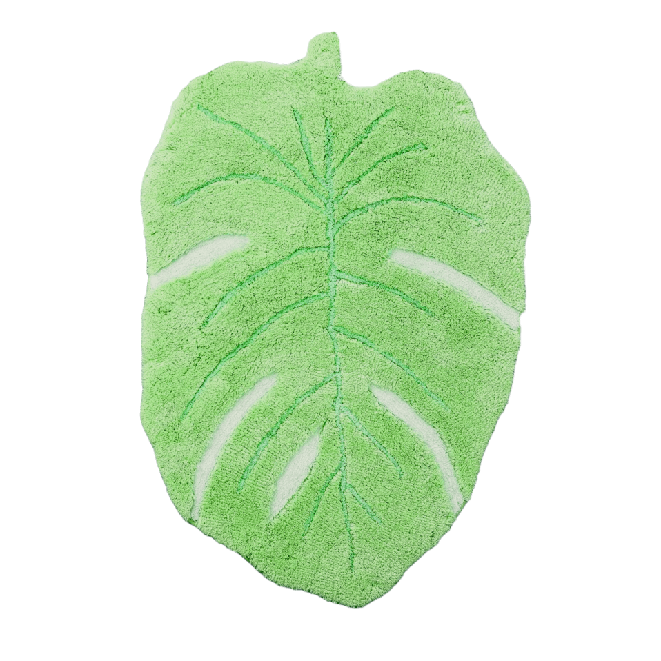 Light Green Monster Leaf Shape Cotton Rug - MAIA HOMES
