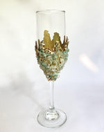 Light Green Quartz Champagne Glass - Set of 2 Rose Gold Finish