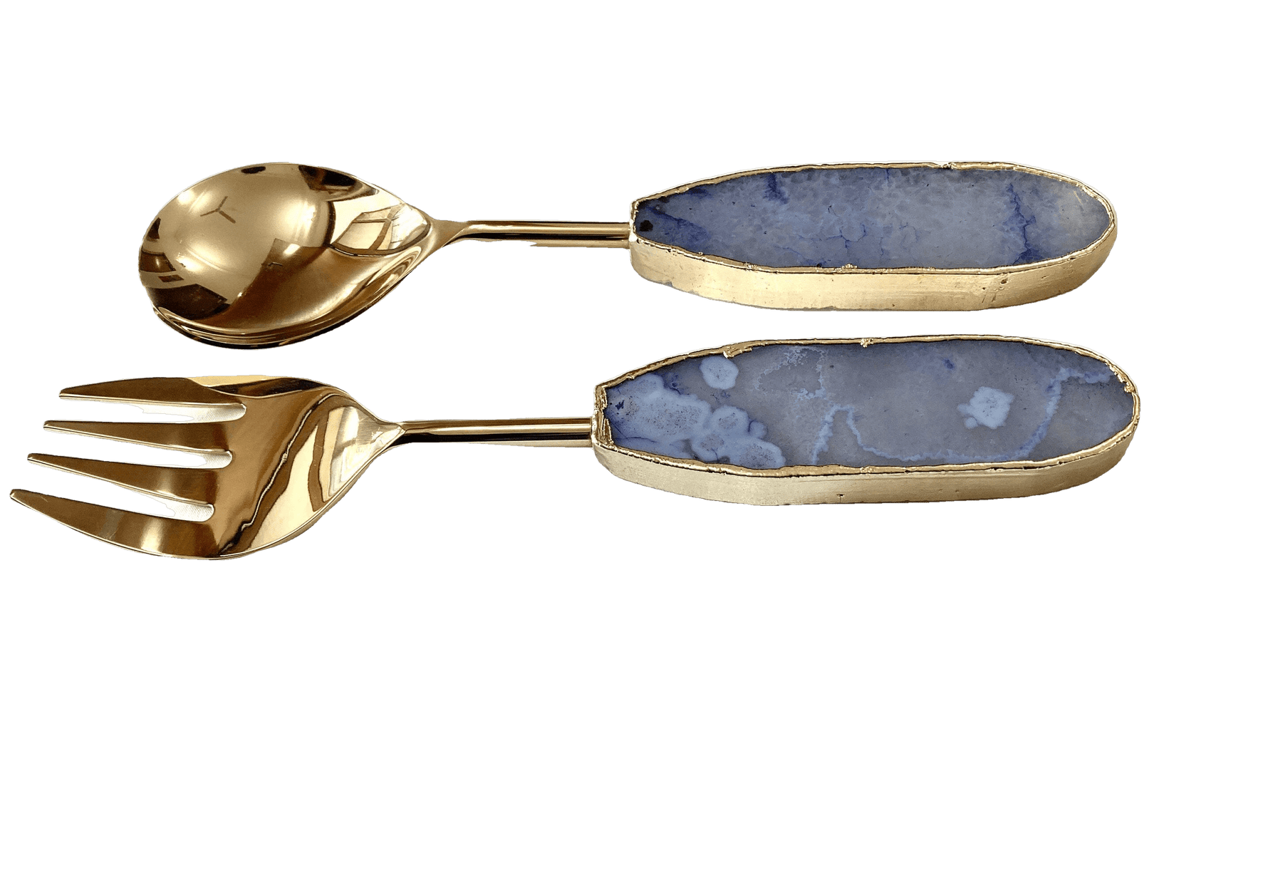 Light Ink Blue Agate Salad Server - Set of 2