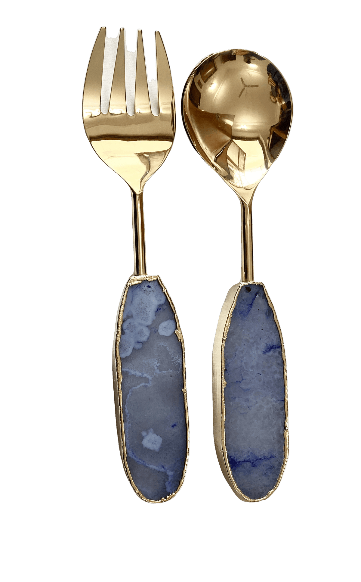 Light Ink Blue Agate Salad Server - Set of 2