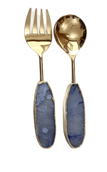 Light Ink Blue Agate Salad Server - Set of 2