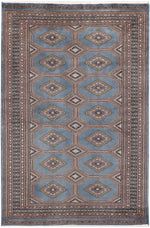 Light Slate Grey Rajastani Hand Knotted Area Rug