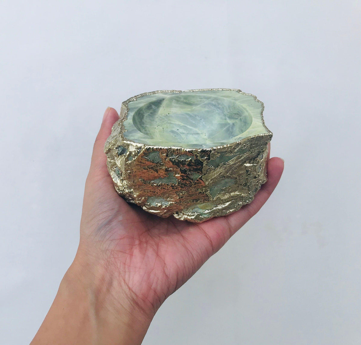 Lime Green Agate Geode Trinket Jewelery Bowl