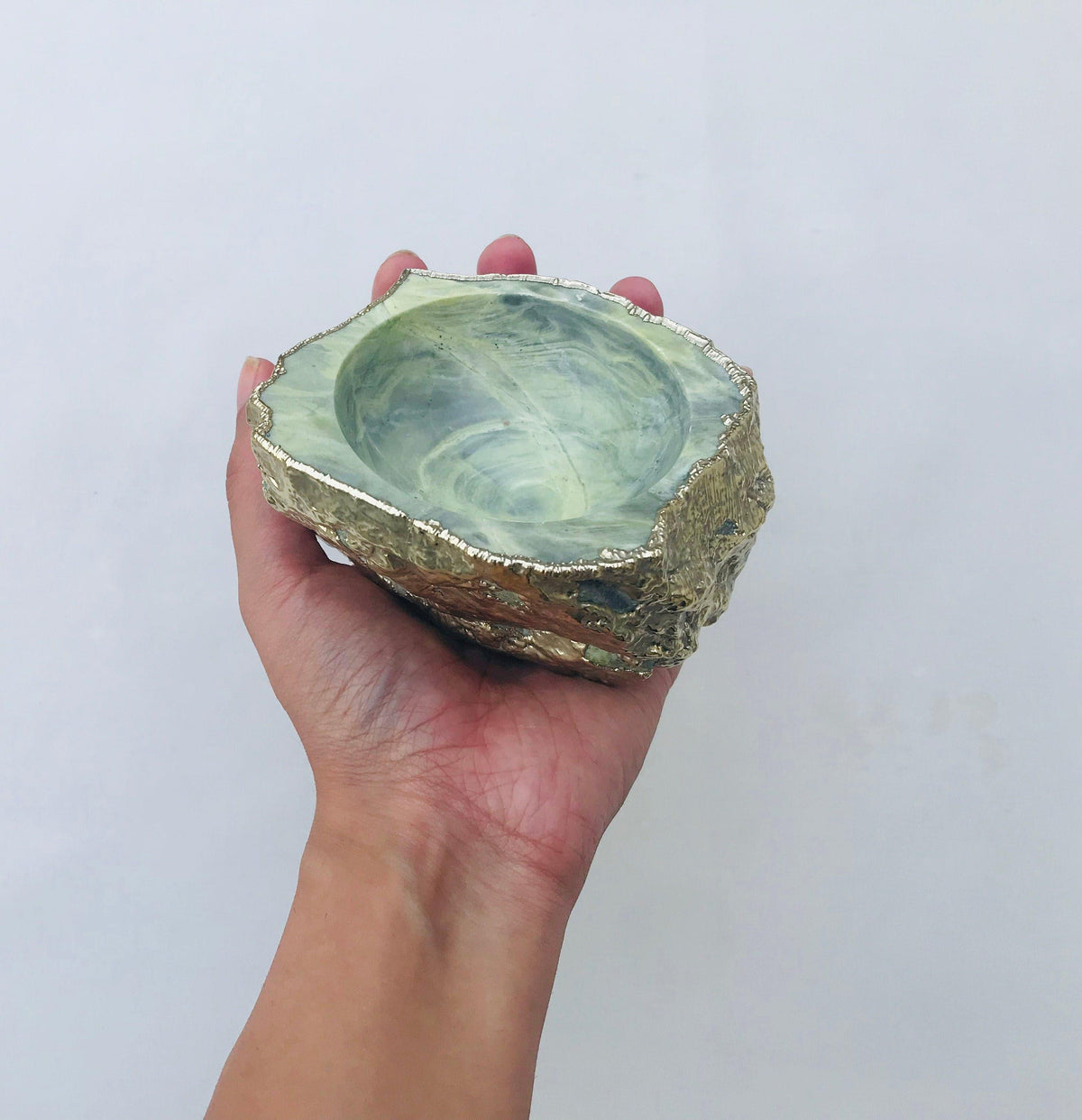 Lime Green Agate Geode Trinket Jewelery Bowl