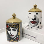 Lina Cavalieri Face Ceramic Jar with Gold Lid