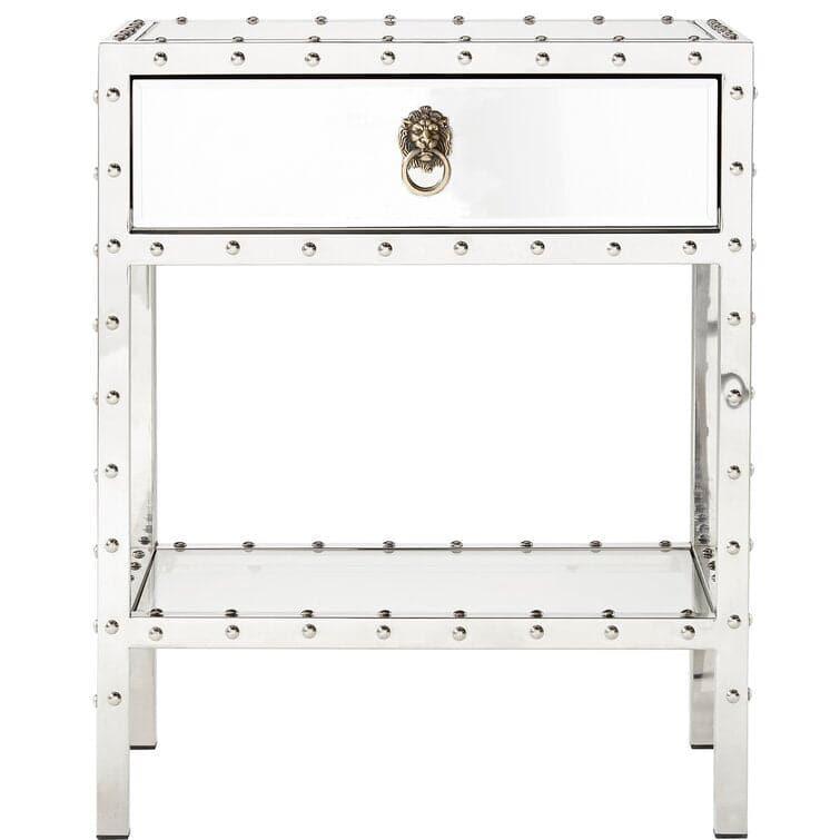 Lioness Mirrored End Table with Storage - MAIA HOMES