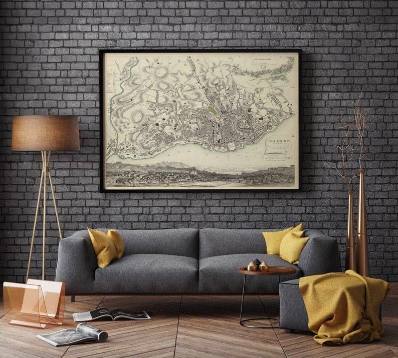 Lisbon Map Print| Fine Art Prints