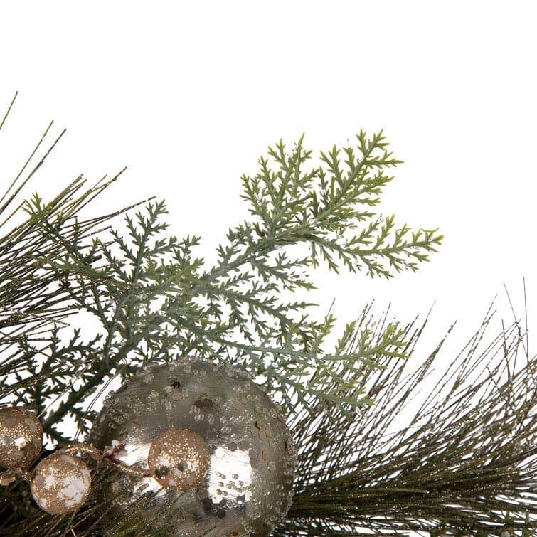 Lit Frosted Ball Berry Holly Pinecone Wreath With Lights