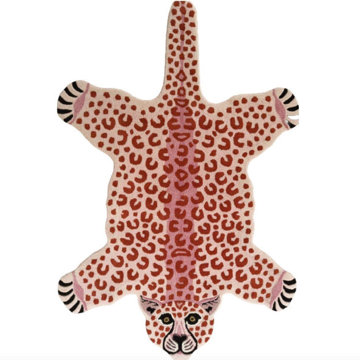 Little Pink Leopard Hand Tufted Wool Rug