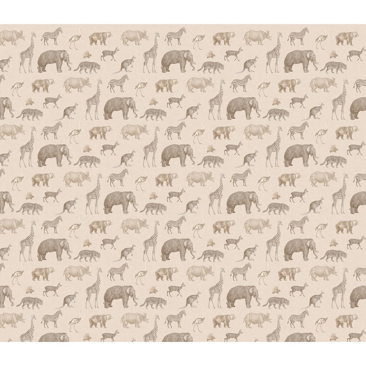 Little World on Safari, Jungle Animals Kids Room Wallpaper