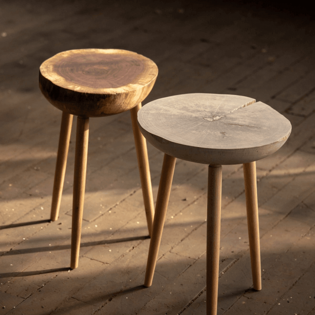 Live Edge Round Side Table | Fossil Table