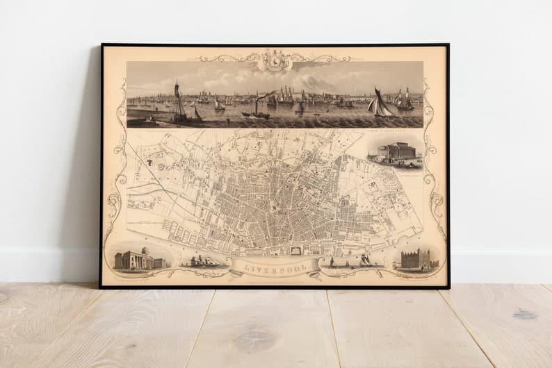 Liverpool City Map Wall Print| Framed Map Wall Decor - MAIA HOMES