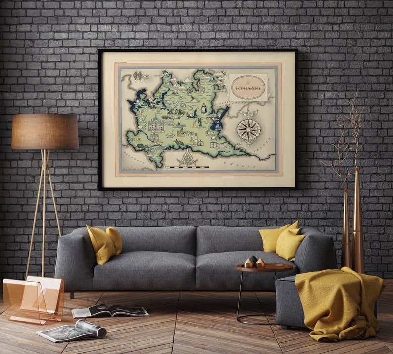 Lombardia Map Print| Art History - MAIA HOMES