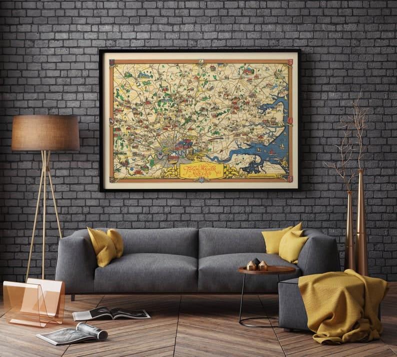 London City Map 1950| Vintage Map Wall Poster - MAIA HOMES