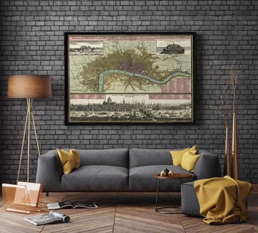 London City Map Wall Print| 1740 London Map