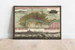 London City Map Wall Print| 1740 London Map