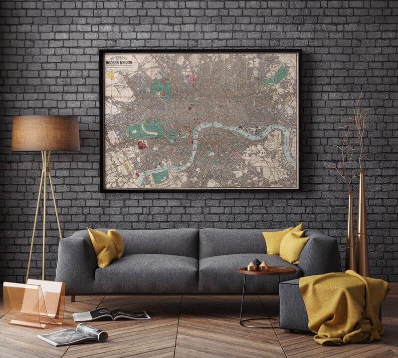 London City Map Wall Print| 1862 London City Plan Map