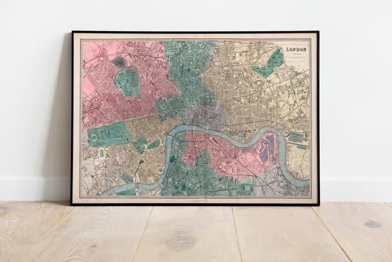London Map Print| Fine Art Prints - MAIA HOMES