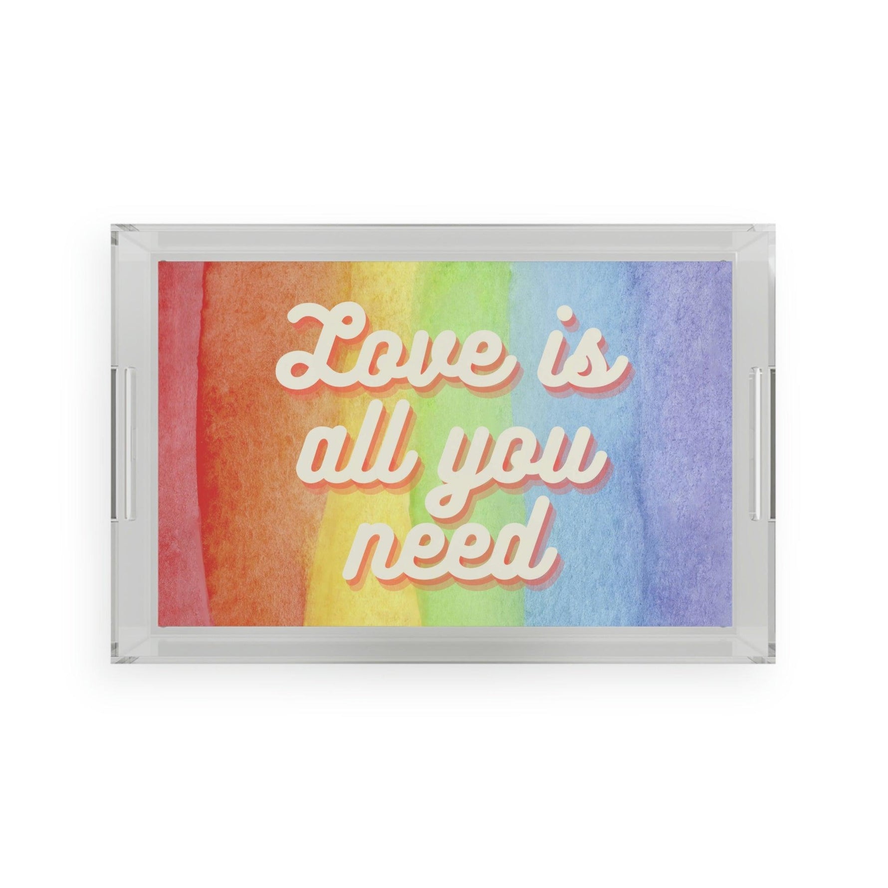 Love is all you need Acrylic Serving Tray 11" x 17" Clear