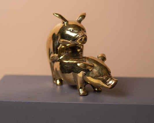 Love-Making Pig Solid Brass Figurine - MAIA HOMES
