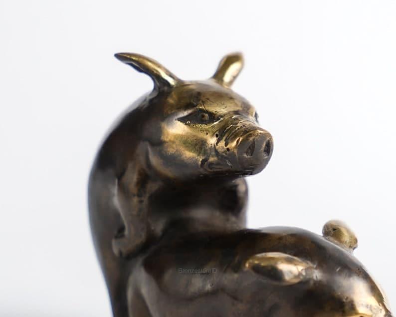 Love-Making Pig Solid Brass Figurine - MAIA HOMES