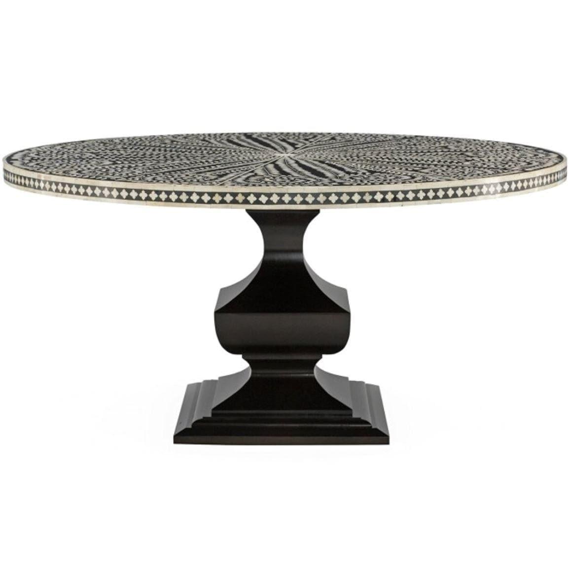 Lunar Hand Crafted Bone Inlay Floral Round Dining Table