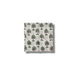 Lush Coconut Tree Block Printed Green and White Cotton Napkins