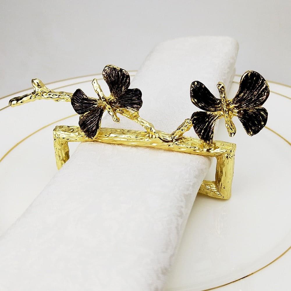 Luxe Gingko Leaf Napkin Rings - 4 Pcs