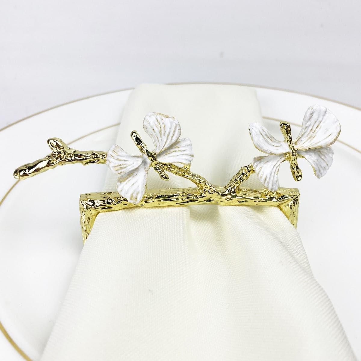 Luxe Gingko Leaf Napkin Rings - 4 Pcs