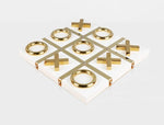 Luxurious XO Tic Tac Marble and Brass Board White-A