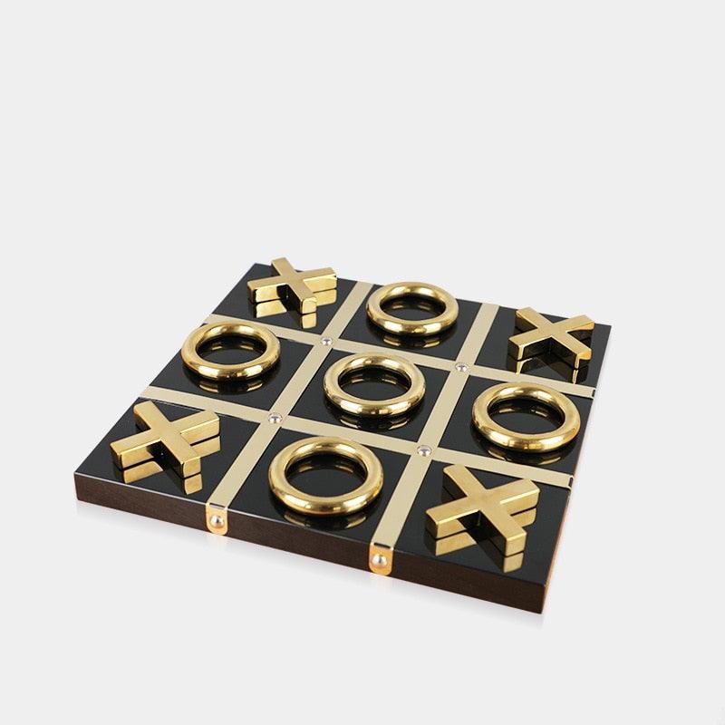 Luxurious XO Tic Tac Marble and Brass Board